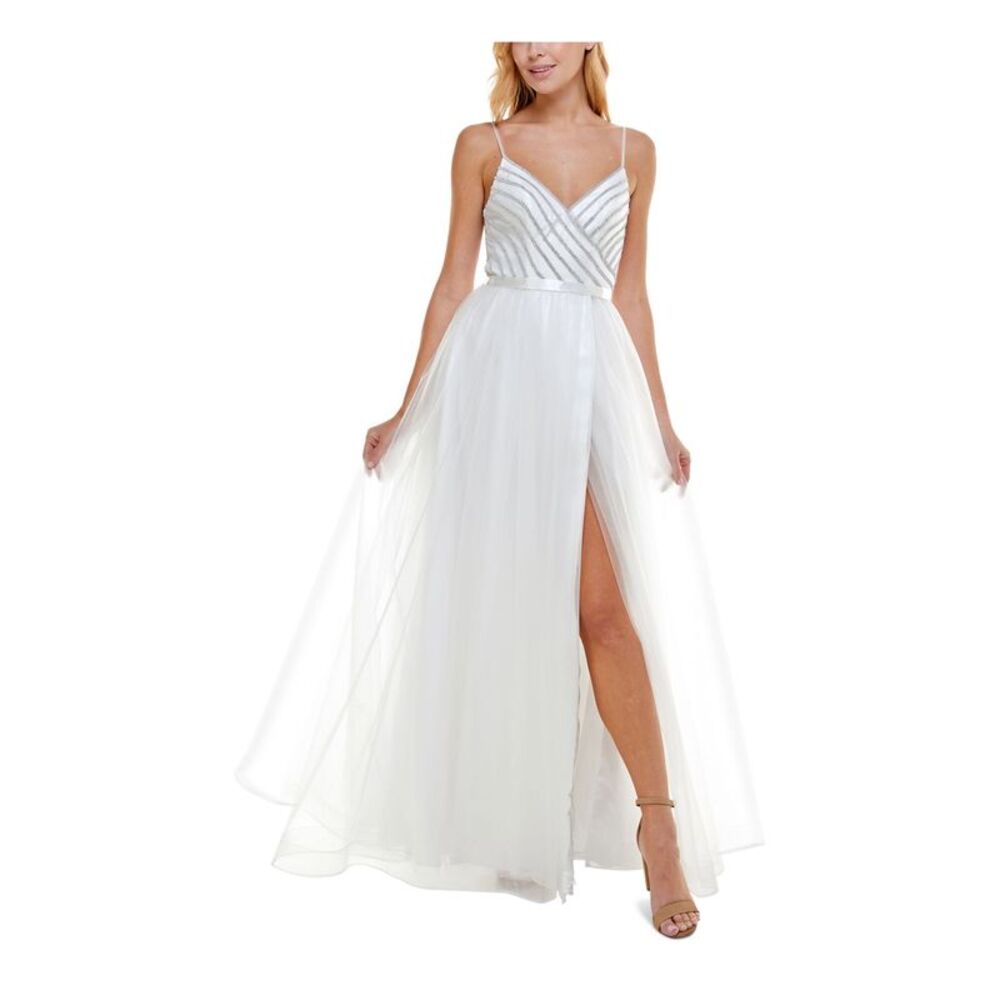 NWT SAY YES TO THE DRESS Womens White Tulle Formal Dress 15\16